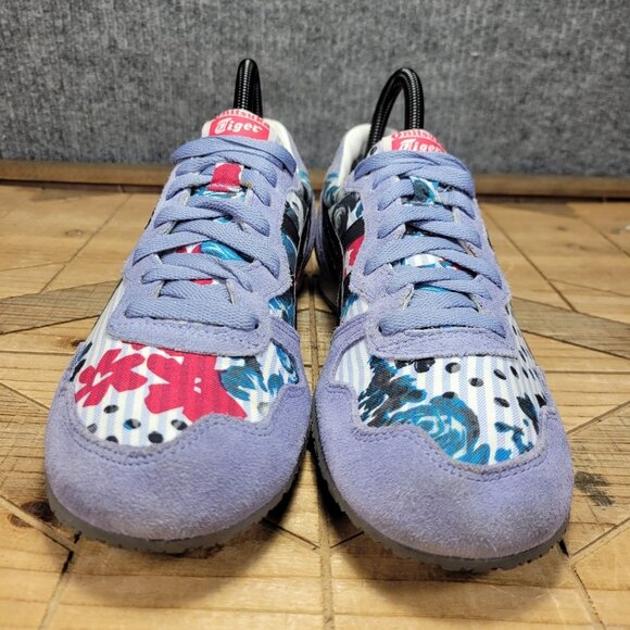 Onitsuka Tiger Serrano Womens Shoes Size 8.5 Blue Floral Retro Athletic Sneakers - Picture 4 of 12